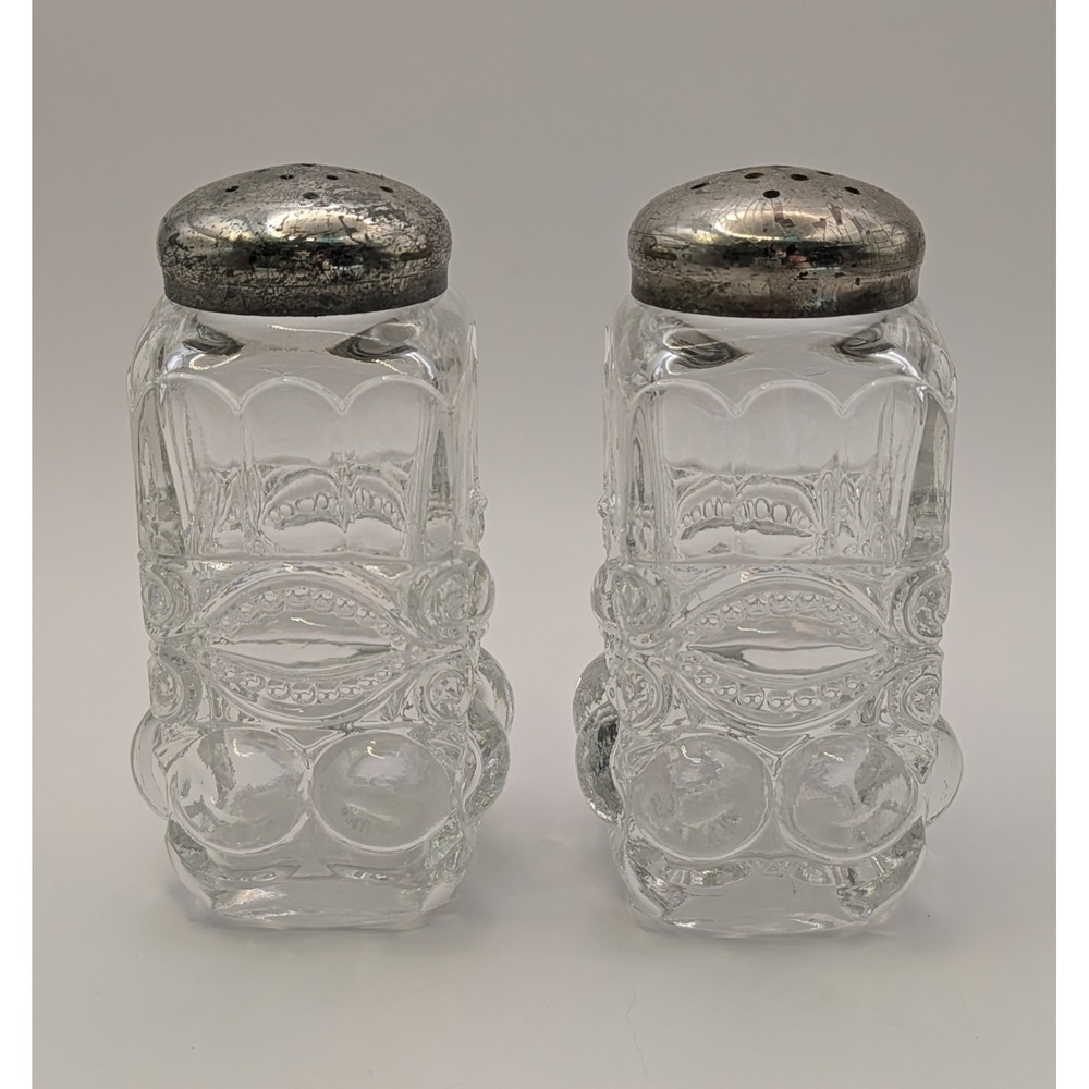 Mosser Glass Crystal‎ Opalescent Salt Pepper Shaker Eye Winker Pattern